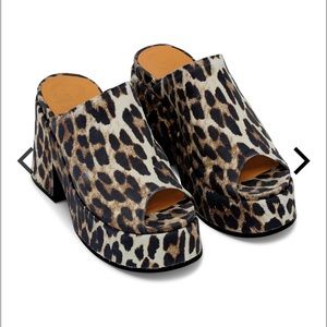 Ganni Retro Mules in Leopard Print Size 8